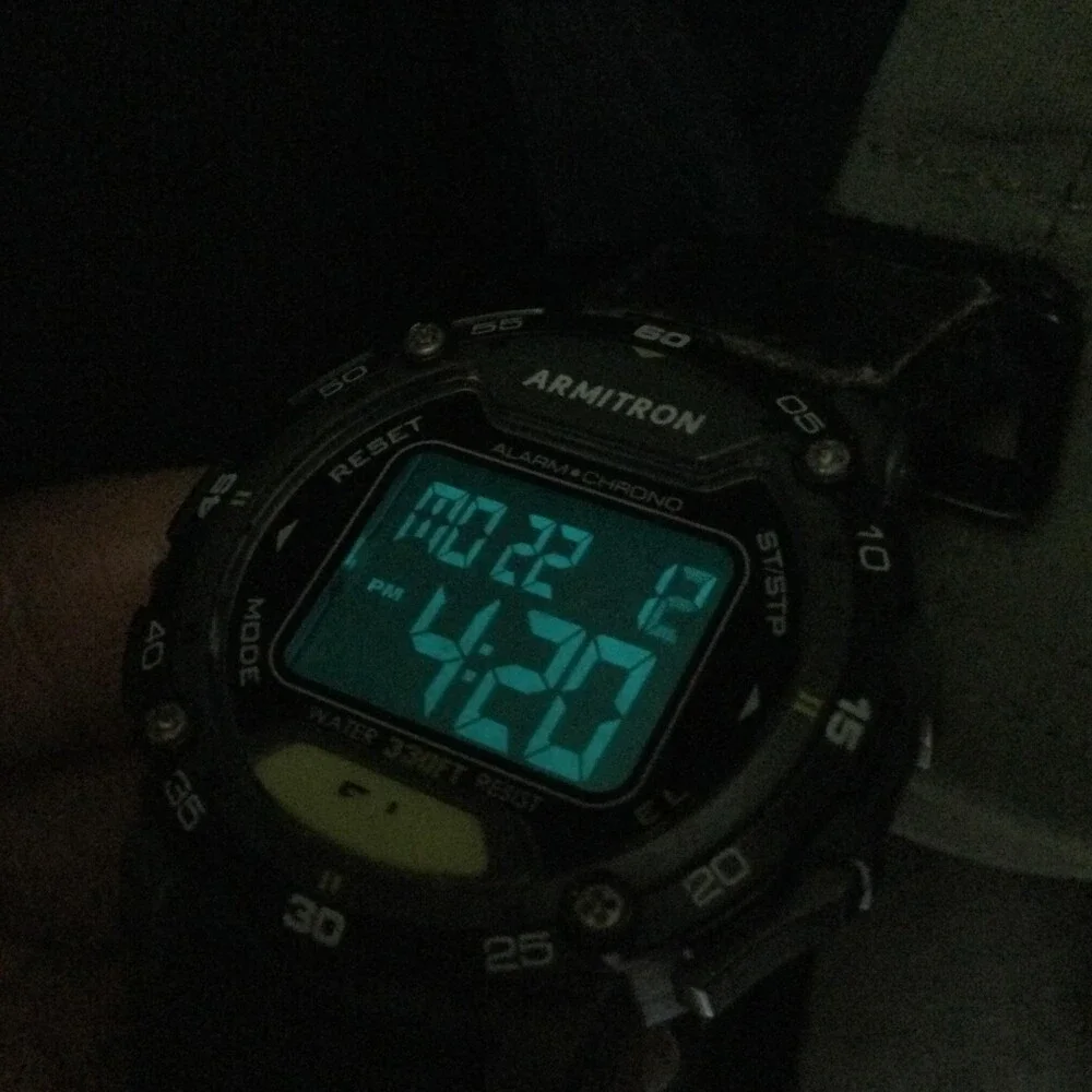 Armitron Pro Sport Mens Watch 43mm Digital Black Nylon Alarm Chrono Backlight